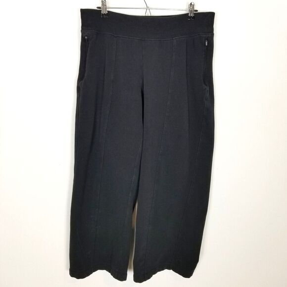 ATHLETA Women Retroplush Straight Leg Pants Sz L Black Sweatpants Pull On - Picture 1 of 7
